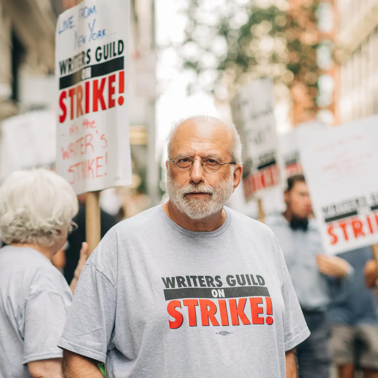 Tom Fontana on the 2023 WGA Strike picket line