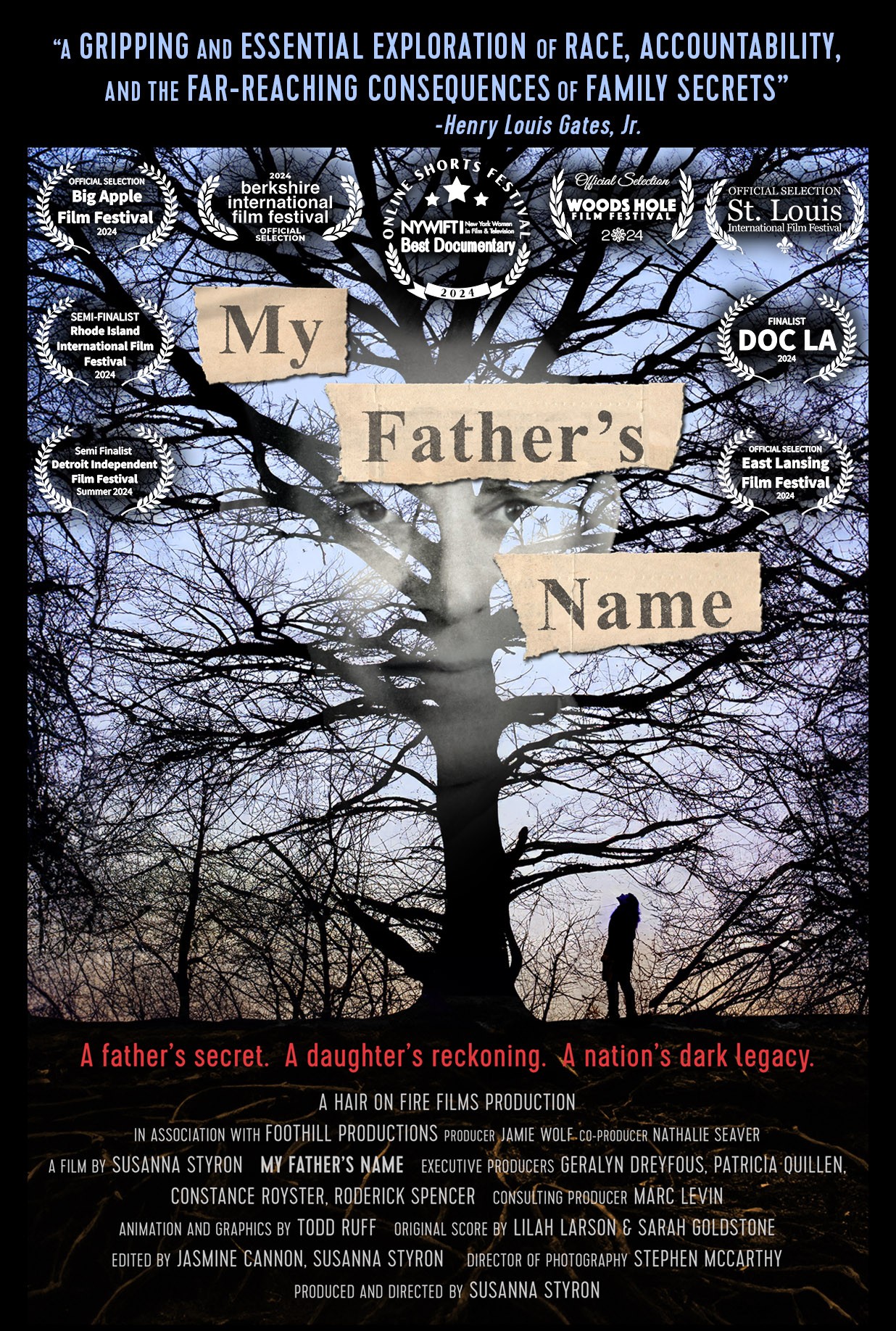 Poster for Susanna Styron's film, "My Father's Name"